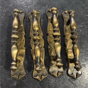 Set of 4 (8 pc) vintage Amerock brass/ bronze carriage house hardware handles